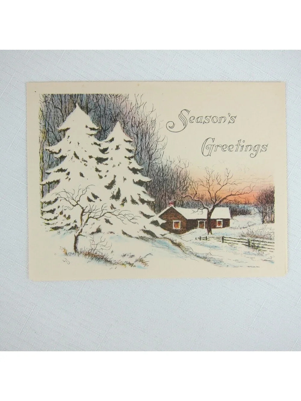 Vintage Sample Christmas Cards Lot 4 Snowy Scenes Sledding House Night USA Litho